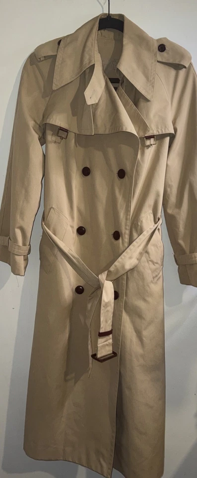 Gabardina de Colección Años 90 Etienne Aigner Para Mujer Talla 8 S Tostada Cinturón Forrado Doble Pecho Foto 1 de 4