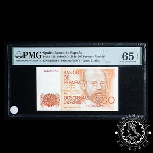1980 - 200 PESETAS - Alas Clarín - Pick 156 Sin Serie - PMG 65 EPQ - Picture 1 of 2