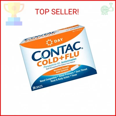 Medicamento para el resfriado y la gripe Contac, sin somnolencia, potente alivio diurno de múltiples síntomas para Foto 1 de 2