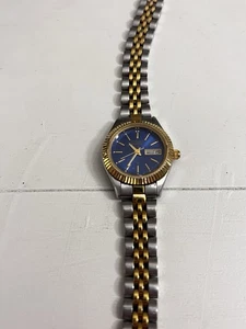 Citizen Women Two Tone Quartz Watch 6000-R00413 Day Date Fluted Bezel READ - Picture 1 of 3