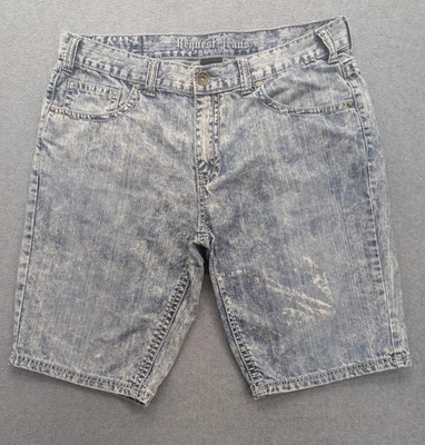 Pantalones Cortos Request Jeans Para Hombre 36 Denim Lavado Ácido Bordados Bolsillos Desgastados Foto 1 de 4