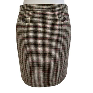 Kew 159 Skirt Tweed Check Brown& Black Houndstoooth Womens UK Size 12 - Picture 1 of 6