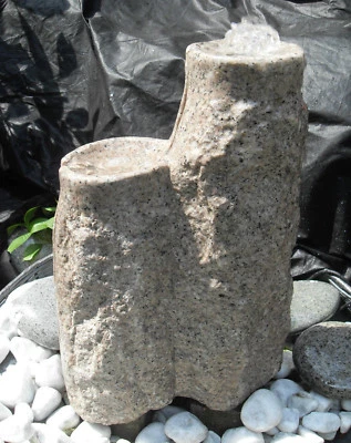 Granitbrunnen rosa zwei Schalen LED komplett Set - Bild 1 von 4