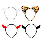Leopard Print Cat Ears Headband for Girls - Set of 4