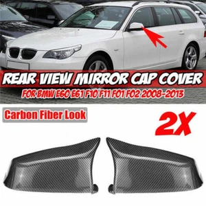 For BMW 5 Series F10 E60 2008-2013 Rear View Mirror Cover Caps Carbon Fiber Look - Imagen 1 de 8
