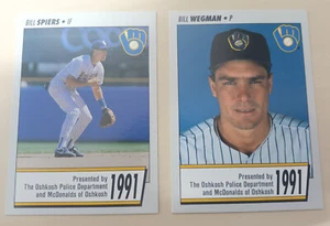 1991 Milwaukee Brewers Police Cards - Oshkosh Police Dept & McDonalds of Oshkosh - Imagen 1 de 18