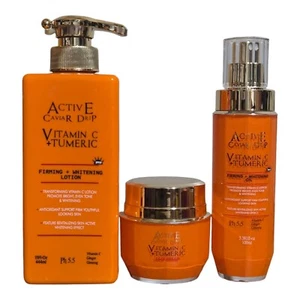 Active caviar drip Vitamin C & Tumeric Lotion 444ml, Oil 100ml And Face Cream - Picture 1 of 5