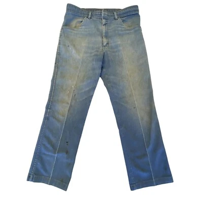 Pantalones de mezclilla de colección años 70 Wrangler DISTRESSED azules CARPENTER PINTOR TRABAJO 34/30 Foto 1 de 4