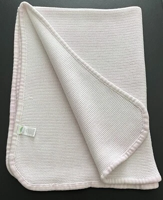 Manta térmica para bebé Little Me rosa blanco a rayas 100 % algodón - 38"x28" - rara Foto 1 de 4
