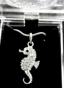 Crystal Seahorse Pendant Necklace 18" Chain Gift Boxed Fast Shipping - Picture 1 of 1