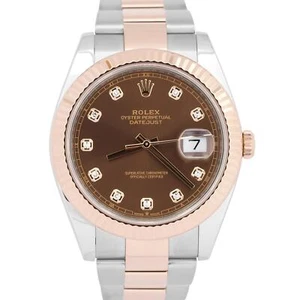 MINT Rolex DateJust 41mm CHOCOLATE DIAMOND Brown Steel 18K Gold OYSTER 126331 - Picture 1 of 9