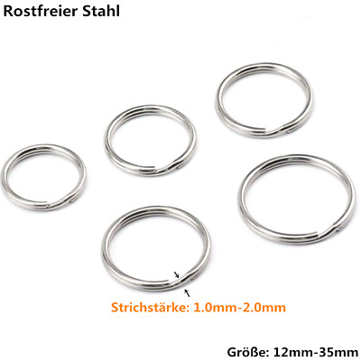 12-35mm Edelstahl Split Key Ring Keychain Schlüsselring Hoop Ring Loop 10-10000x • 2.17€