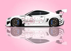 Japanese Large Cherry Blossom Universal Car Truck Decal Side Stripe Sticker 2pcs - Picture 1 of 12
