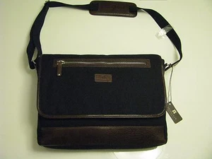 Neu mit Etikett Trafalgar schwarz Canvas mit braunem Lederbesatz Messenger Bag Laptop Aktentasche - Bild 1 von 8