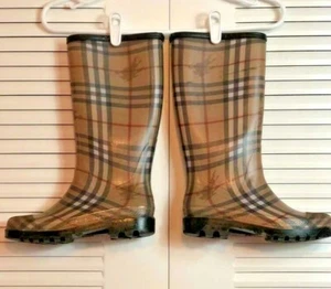 Burberry Women's Classic Haymarket Check Wellies with Logo Size 38/UK5 - Picture 1 of 10