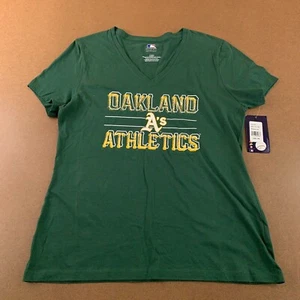 Oakland A's Athletics Womens Size Large Green Short Sleeve V Neck T-Shirt NWT - Picture 1 of 10