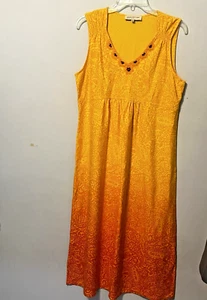 Jones of New York Maxikleid gelb orange ärmellos 100% Baumwolle Empire PL - Bild 1 von 9