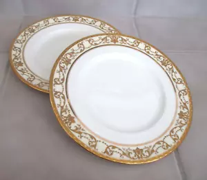 2 Spaulding Chicago MINTON 10 1/4" Dinner Plates Gold Encrusted Trim England 2 - Picture 1 of 4