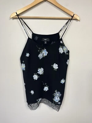 Camiseta sin mangas Mossimo para mujer mediana negra sin mangas camisola Y2K coqueta encaje floral Foto 1 de 4