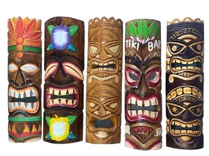 5er SET 20" TIKI MASKE HAWAIIANISCHE WANDKUNST INSEL WOHNDEKO BAR TROPISCH - Bild 1 von 1
