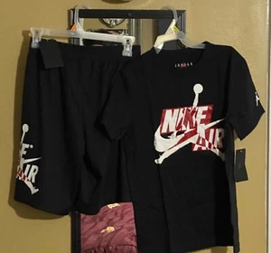 New boys Nike air Jordan mashup T-shirt sz M shorts sz L OUTFIT SET 2 pieces - Picture 1 of 5