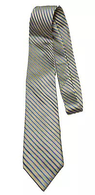 Colours Alexander Julian Neck Tie Adult Mens Yellow Blue Striped SILK - Image 1 of 4