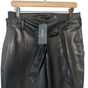 Pantalones rectos de cuero sintético cintura súper alta negros Shinestar para mujer nuevos con etiquetas - Imagen 1 de 6