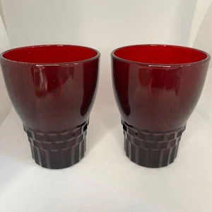 Set of 2 Vintage Anchor Hocking Windsor Royal Ruby Red Glass 3-3/8 inches tall - Picture 1 of 8