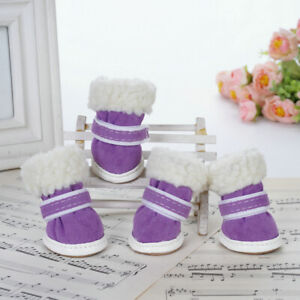 4pcs Pet Dog Boots Puppy Anti-slip Shoes Lamb Wool Shoes Sneakers For Small Dogs