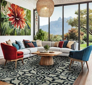 3'x5' Elfenbein handgetufteter Übergangswolle orientalischer Bereich Teppich - Bild 1 von 10