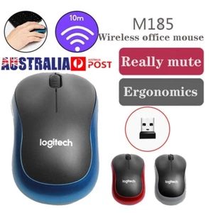 Logitech M185 Wireless Optical Mouse + USB Receiver Fit Compact PC Laptop Mouse* - Picture 1 of 22