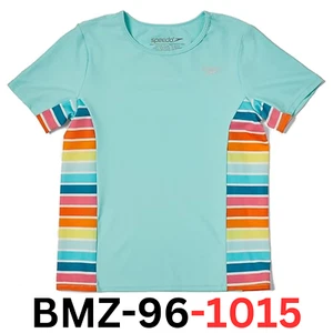 Speedo Girl's UV Swim Shirt Short Sleeve Printed Rashguard, Aqua Splash, XS - Picture 1 of 2