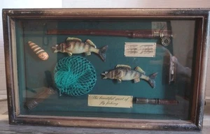 Vintage “The Beautiful Game of Fly Fishing” Wood & Glass Shadow Box Wall Decor - Picture 1 of 8