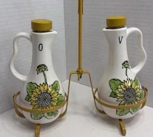 Portaolio e aceto girasoli vintage metà secolo unico senape metallo giallo - Foto 1 di 24
