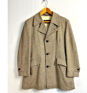 Vintage McGregor Houndstooth Wool Blend Coat Mens 40 Faux Fur Lined Jacket - Picture 1 of 16
