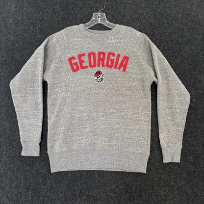 Moletom Georgia Bulldogs masculino médio cinza vermelho gola redonda pulôver bordado - Imagem 1 de 4