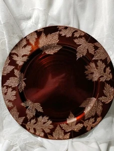 s/ 4 Greenbrier EMBOSSED MAPLE OAK LEAVES CHARGER PLATES Gorgeous Leaf Foliage  - Picture 1 of 14