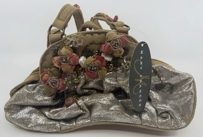 Bolso de Mano Mary Frances Floral con Cuentas Dorado Tostado Metálico Adornado Suave Nuevo con Etiquetas Foto 1 de 4