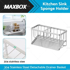 Kitchen Sink Countertop Storage Rack 304 Stainless Steel Sponge Drainer Basket - Picture 1 of 9