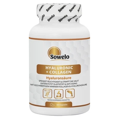 Hyaluronsäure + Kollagen Kapseln – Anti Aging & Hautpflege – Sowelo - Bild 1 von 4