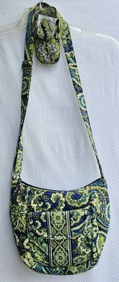 Vera Bradley Quilted Crossbody Bag Womens RHYTHM & BLUES Green Floral with Pouch - Image 1 of 4