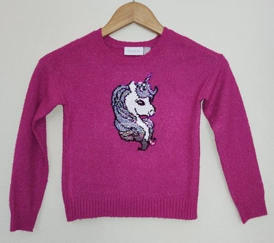 The Children's Place - Girls Flip Sequin Unicorn Sweater - shimmery pink sz 5-6 - Image 1 of 4