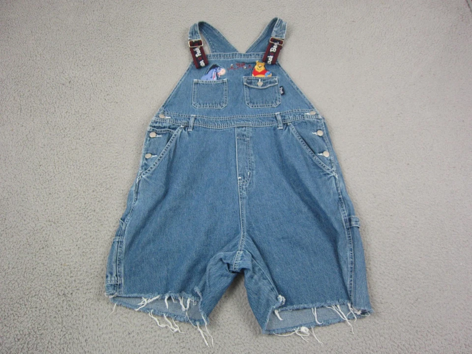 Винтажный женский комбинезон Winnie the Pooh 14W 16W синие шорты джинсы 90-е джинсовая ткань - Изображение 1 из 4