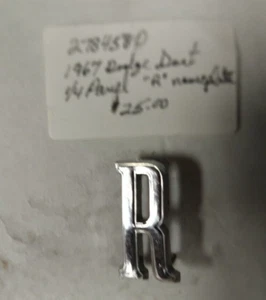 NOS MOPAR CHROME 1/4 PANEL "R" NAMEPLATE PN 2784580 FOR 1967 DODGE DART - Picture 1 of 1