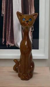 Vintage MCM Katze Figur blaue Strass Augen 7 3/4" Hongkong 60er Jahre - Bild 1 von 10