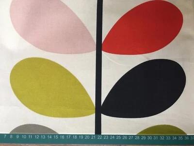 34cm x 150cm Long Orla Kiely Large Linear Stem in Tomato Medium Fabric Panel New - Image 1 of 4
