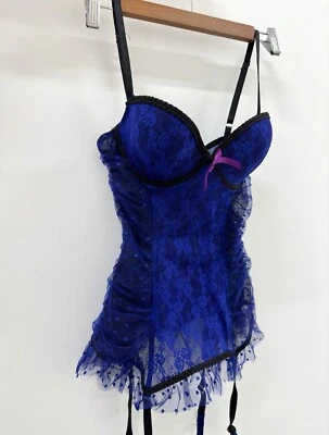 Victorias Secret Blue Sexy Little Thing Baby Doll Lace Corset Size 34C - Image 1 of 4