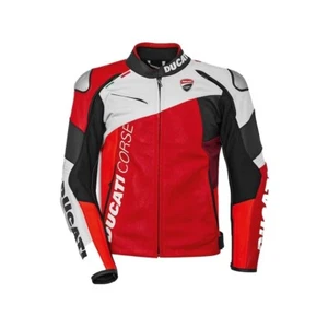 Ducati Corse C6 White and Red Men Motorbike Racing Leather Jacket - Picture 1 of 4