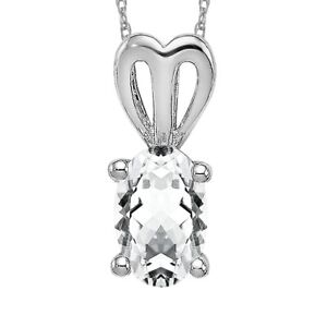 925 Sterling Silver White Topaz Necklace Charm April Birthstone Pendant