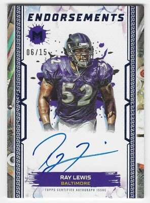 2024 Topps Composite Motif Ray Lewis Endorsements Sapphire On-Card Auto /15 - Image 1 of 2